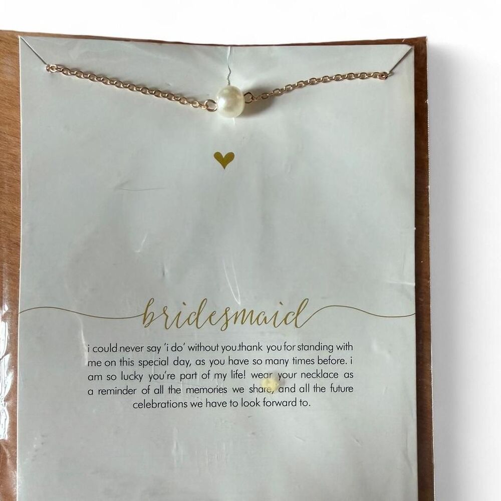 Bridesmaid Pearl Necklace Gold Chain Wedding Proposal Gift - Picture 1 of 3